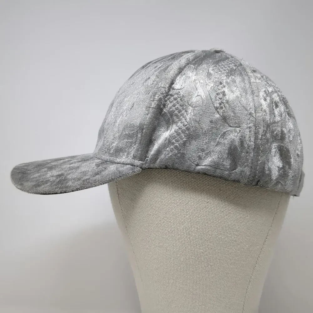 C.C Baseball Cap Gray One Size Crushed Velvet Metallic Strapback Curved Brim Hat
